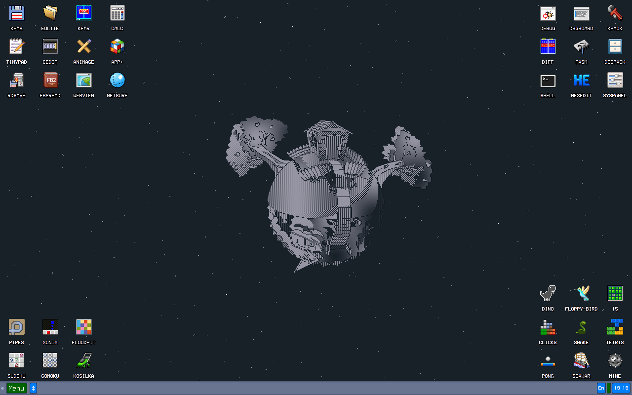 KolibriOS Arbeitsoberfläche